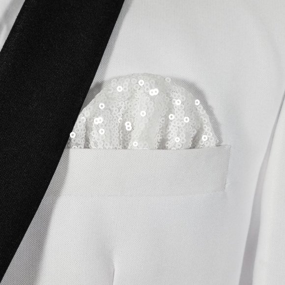 New - Men's Sequin Pre-Folded Pocket Square Insert - Bright White - Picture 1 of 6
